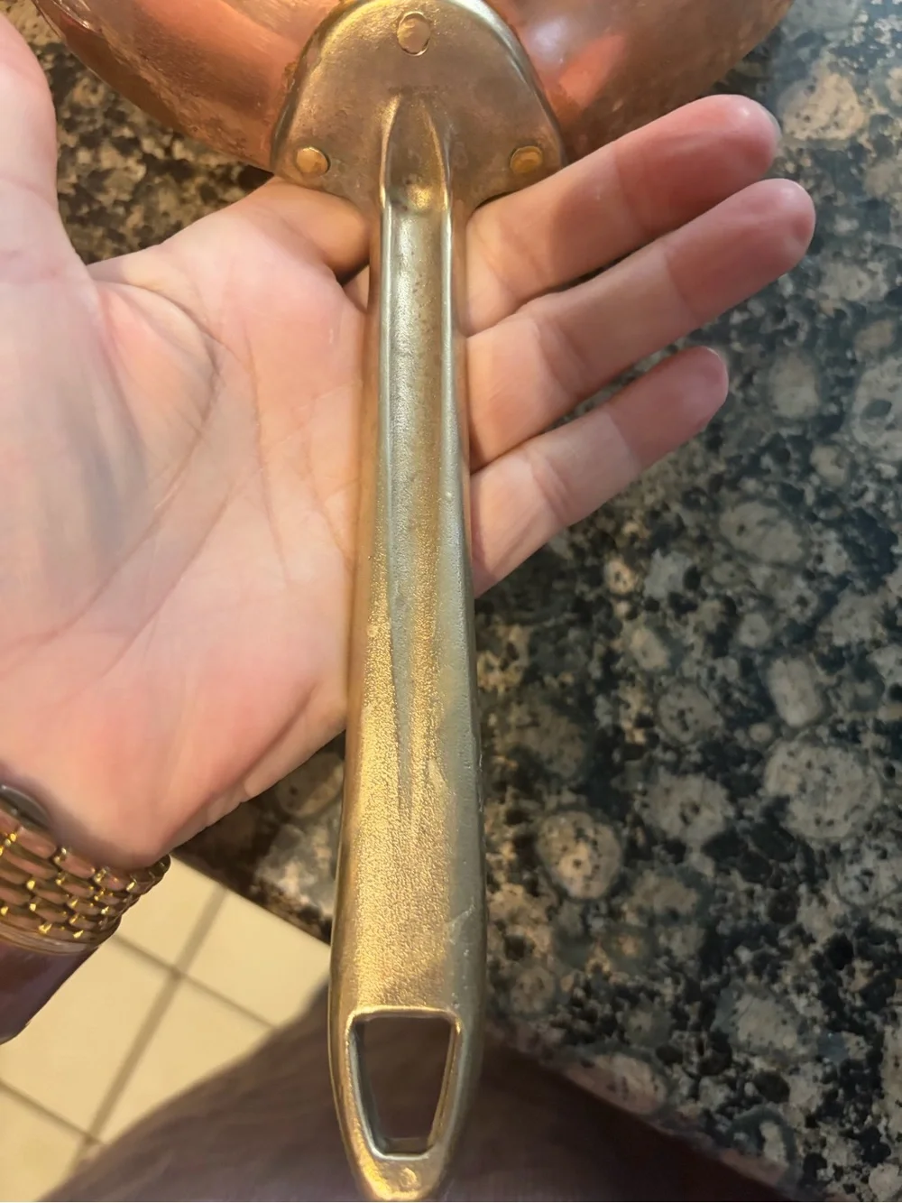 Vintage Paul Revere Copper-Finish Fry Pan with Brushed Brass Handle